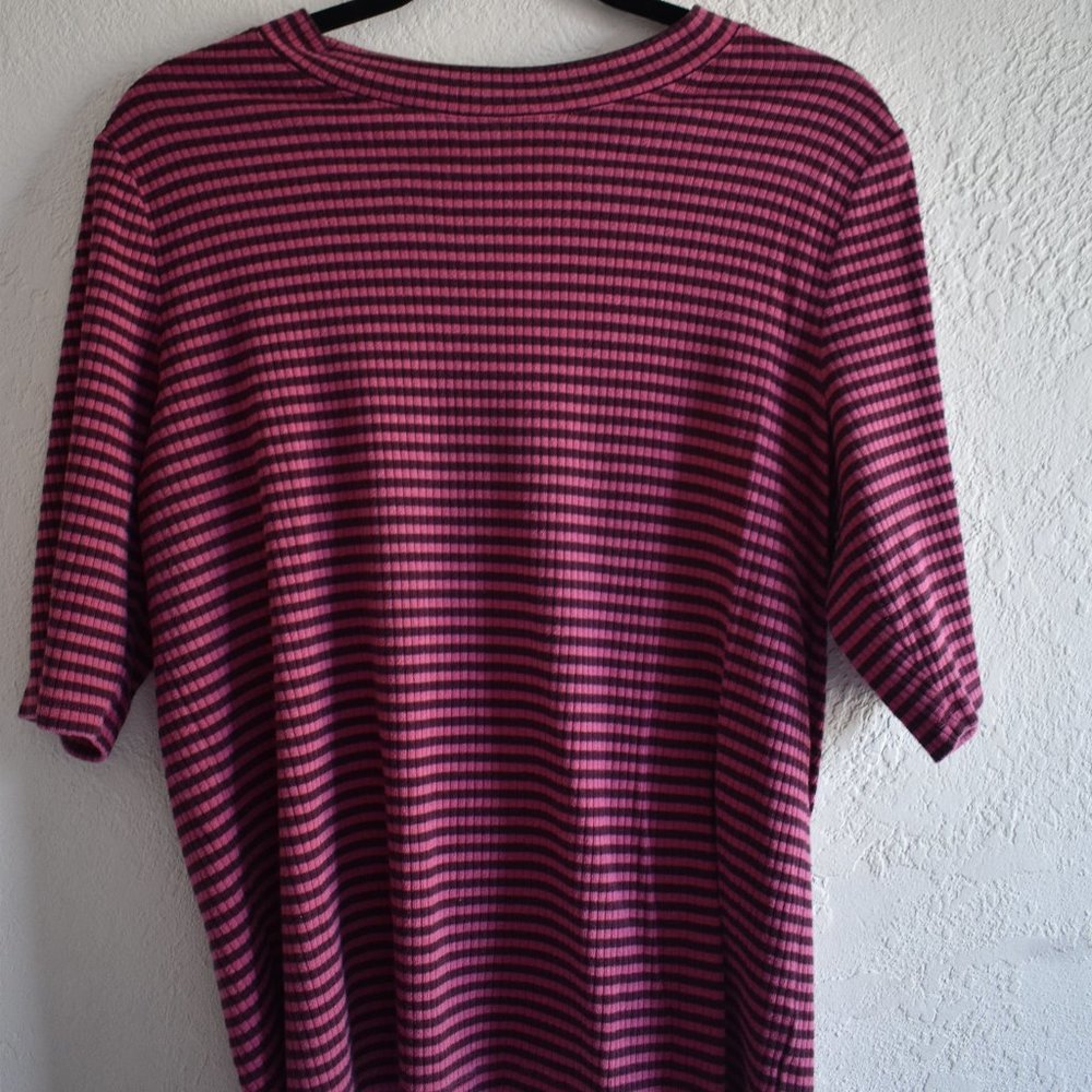 Gap Striped Mockneck Pink Striped Tee Shirt